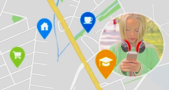 A user looking at a mobile phone screen displaying a device tracking map to find a lost smartphone.