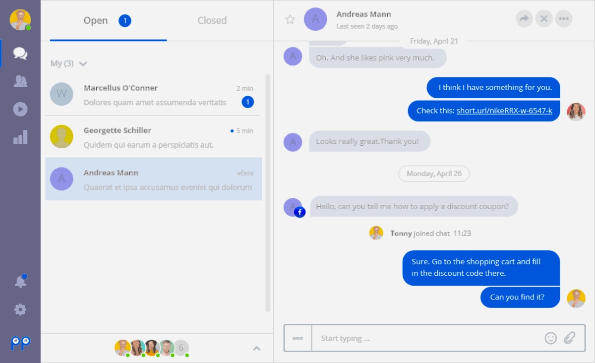 Instagram inbox showing integrated Facebook messages